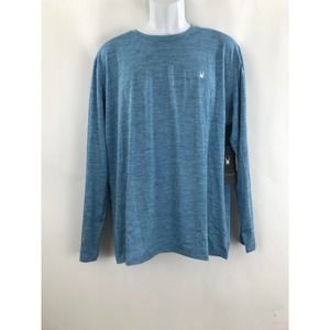 Men's swim shirt UP 30+ rash guard heather blue long sleeve Spyder L New